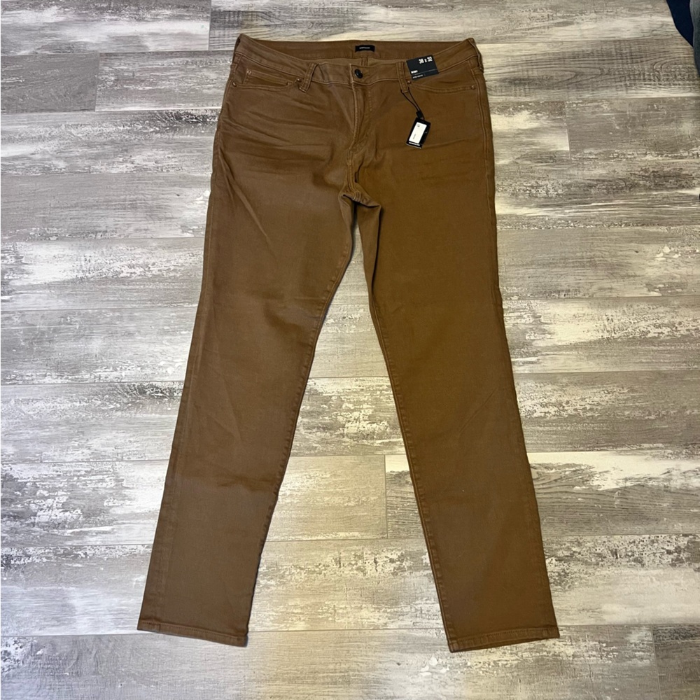 Men’s Express Skinny Hyper Stretch Brown Jeans - 36x32
